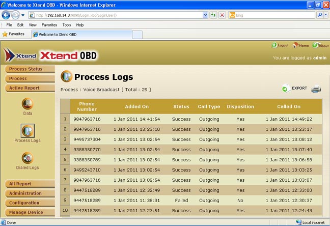 Click to enlarge : Process Logs